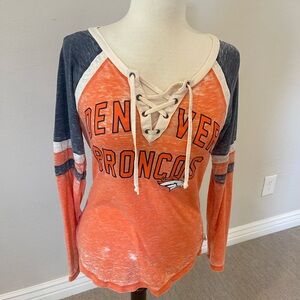Denver Broncos Lace-Up Long Sleeve Top - Orange and Gray